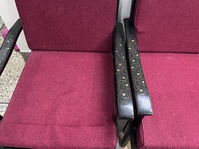 shesham sofa set 5 seater with copper carving, best condition