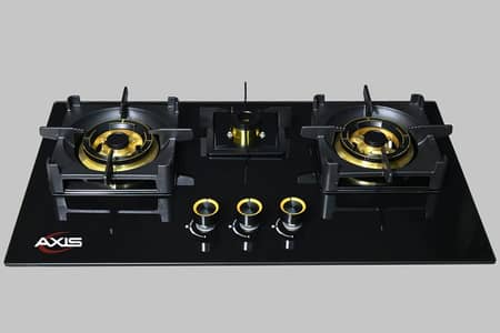 3 Burner Gas Hob | Brass Burners | Tempered Glass Kitchen Hob |