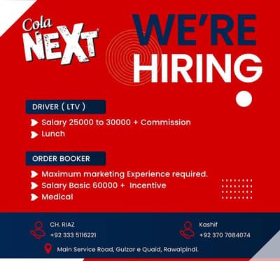 Driver LTV and Order Booker Jobs in Rawalpindi
