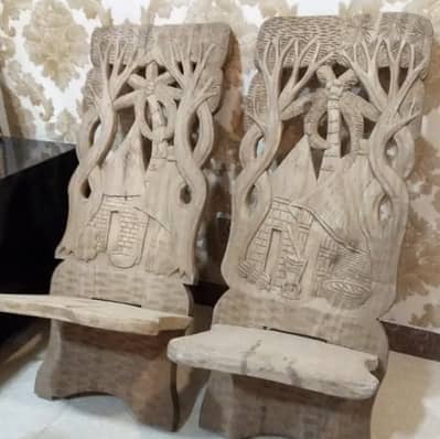 Coffee chairs table set African hand made art antique  imported