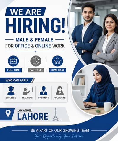 we are hiring male and female for work