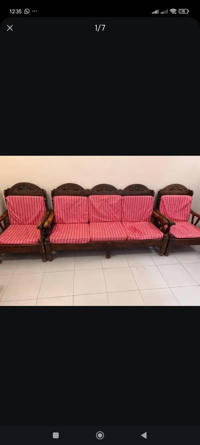 5 Seater 2 Set Wodden Sofa For Sale