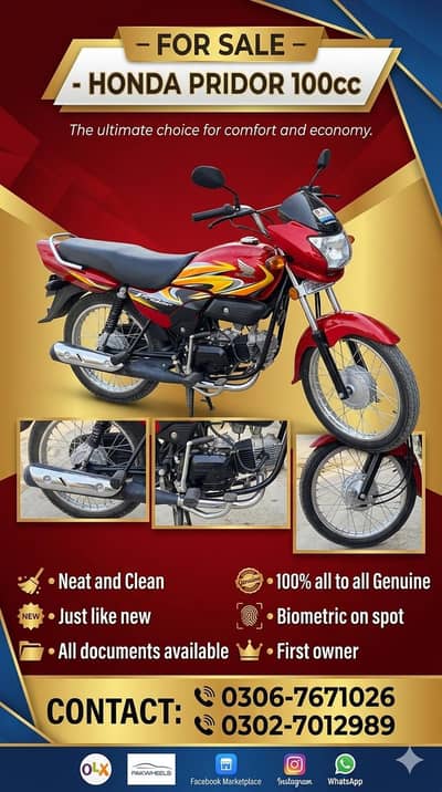 Honda Pridor 100cc for sale lush condition