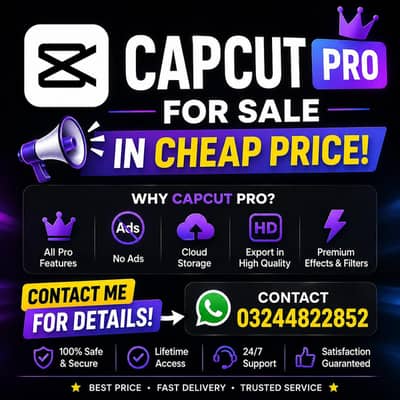 Capcut pro for sale in very low price.