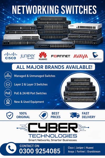 Cisco | Juniper | Huawei | Avaya | Fortinet | Grandstream Switches