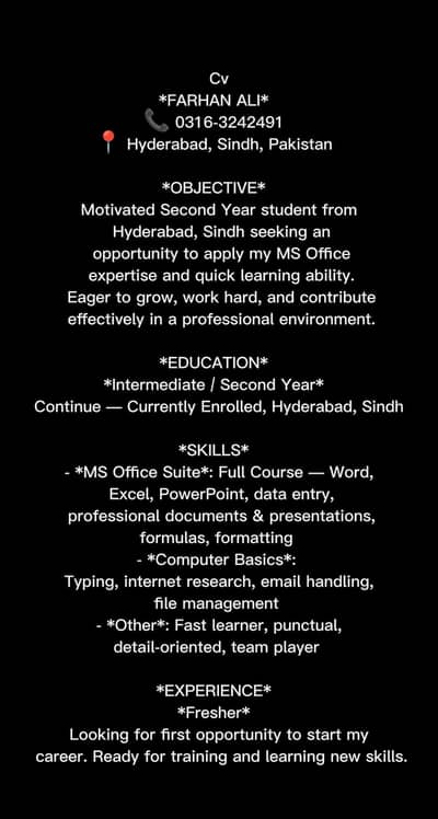 I need a job ms. office