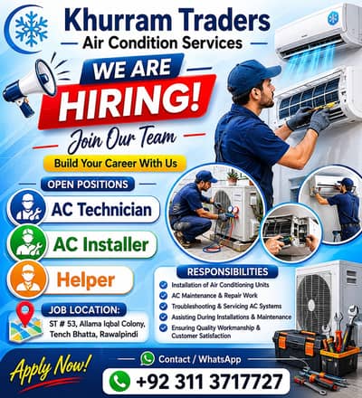 AC Technician | AC Helper | AC Installer | Jobs in Rawalpindi