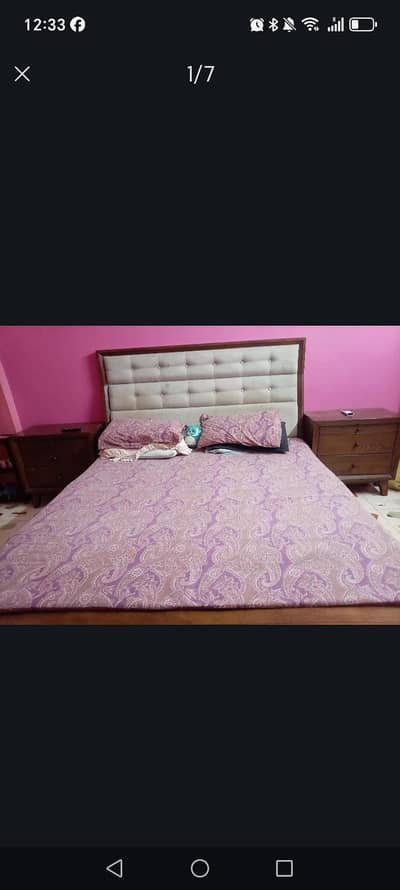QUEEN SIZE BEDROOM SET SALE -Wooden bed, IKEA Wardrobe & Chester box