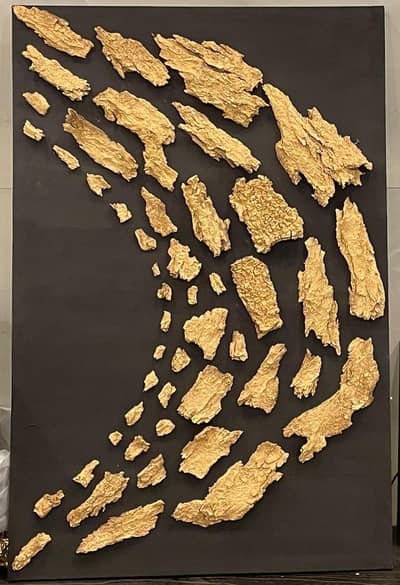 Abstract Art Luxury 3D Golden Tree Bark Wall Art