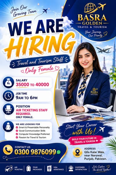 Air Ticketing Staff Required | Travel & Tourism Jobs | Female Jobs