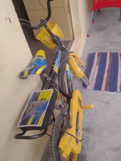 Blue and yellow colour super jaguar bicycle