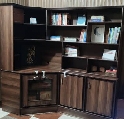 (Almari) Executive Corner Study/Office Cabinet with Bookshelf