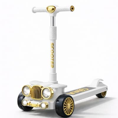 premium luxury vintage kids scooty 3 wheel scooter with LED lights
