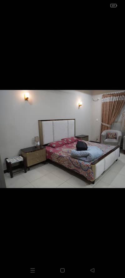 luxury golden bed,  2 side tables and beautiful dressing table. . .