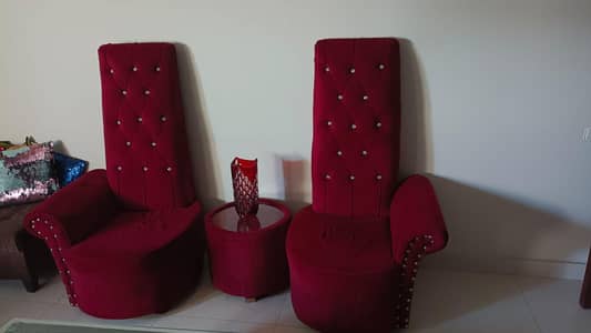 2 seater sofa chairs with table