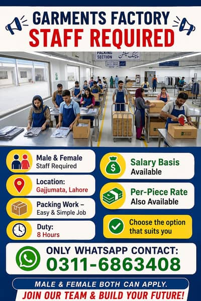 garments foctry jobs