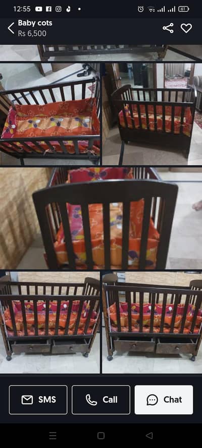 wooden baby cot