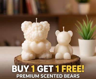 Scented Teddy Bear Candles - Buy 1 Get 1 Free Deal
