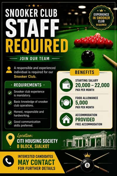 Snooker Club Job available
