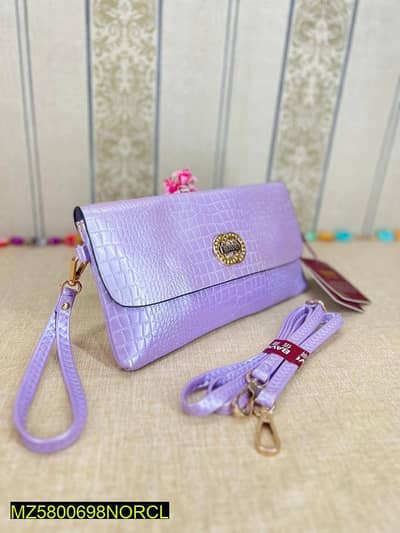 Lavender croc shoulder bag with gold glasp