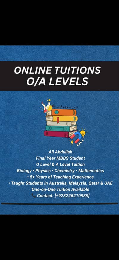 Professional Tutor for O/A Levels Biology Physics Chemistry