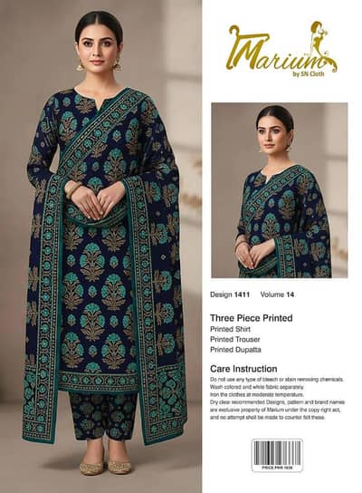 3-Piece Unstitched Women's Suit With Printed Dupatta