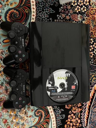 PS3 SUPER SLIM  URGENT FOR SELL | 2 ORIGINAL CONTROLLERS | 10 GAMES