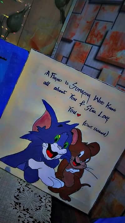 homemade painting with canvas