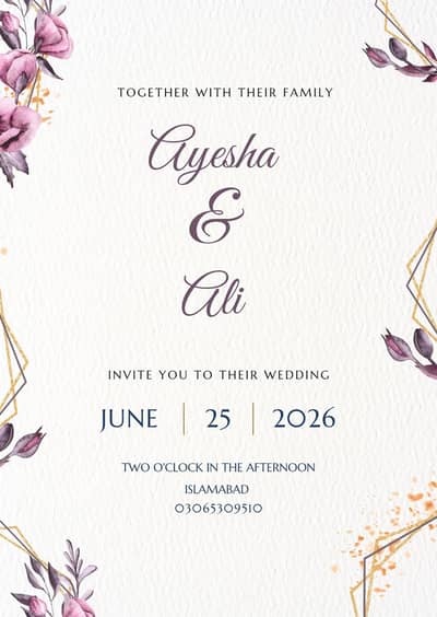 Custom shadi wedding card printing 100 Rs start Pakistan