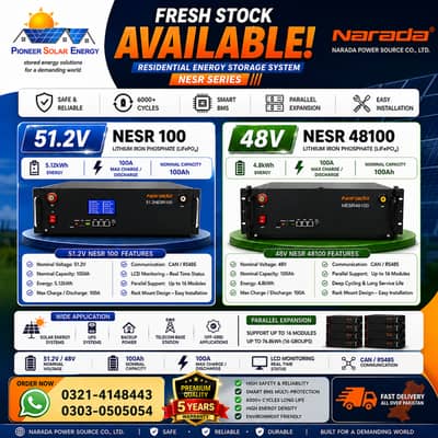 NARADA NESR 48v & 51V 100A LITHIUM BATTERIES AVAILABLE