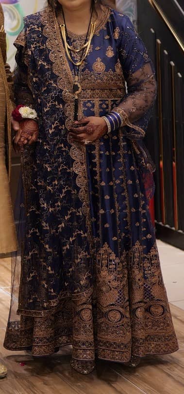 Luxury Navy Blue Embroidered Maxi Set