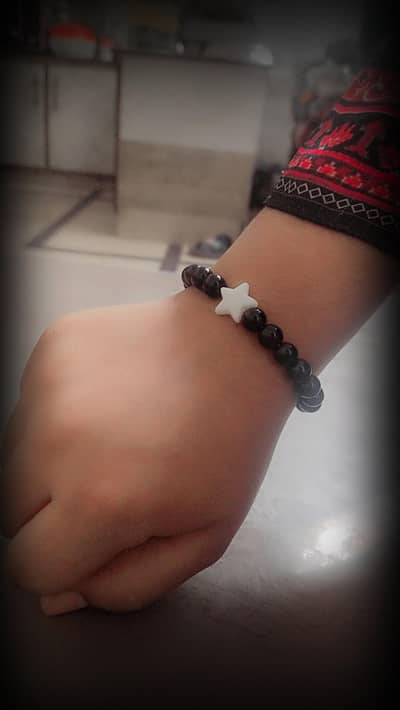 Premium quality beads New condition Black and white + purple design