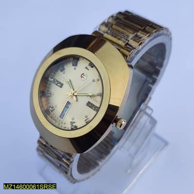 Men's Gold Tone Quartz Watch with Stainless Steel Band