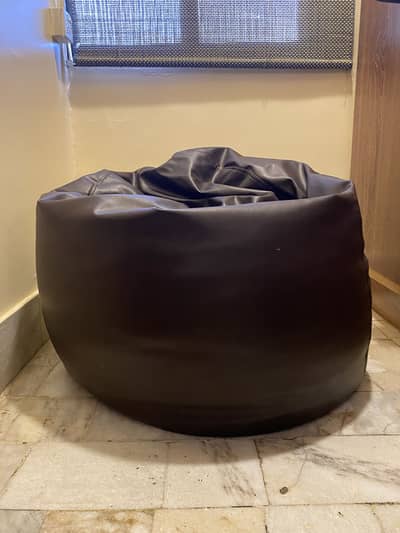 Large Brown Leatherette Bean Bag Chair