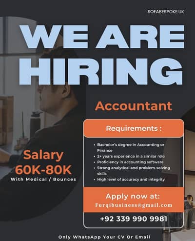 Accountant required for uk based company