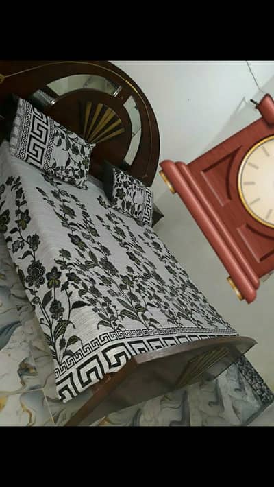 Bed with attached side tables