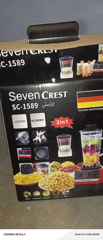 Seven CREST SC-1589 Commercial Blender 2in1 Heavy Duty Box Pack