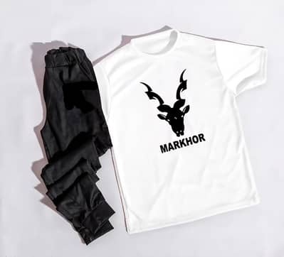 Premium Markhor Tracksuit - White T-Shirt & Black Trouser