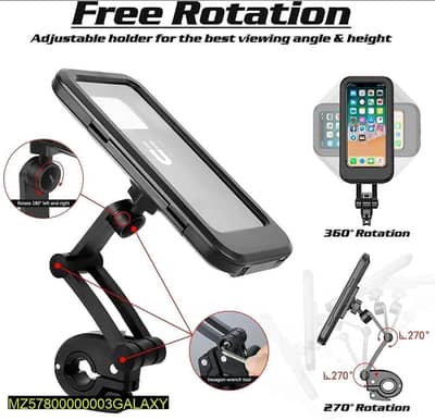 360° rotating phone holder black TPU Bike stand water proof case.