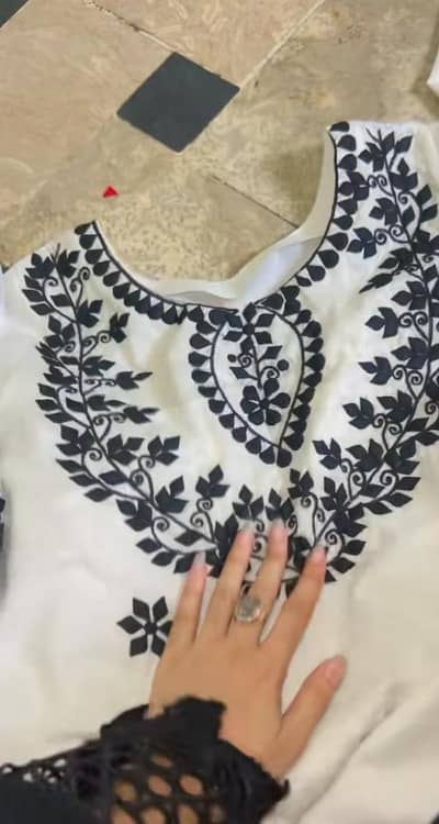 Aplique and Embroided Cotton shalwar kameez for girls