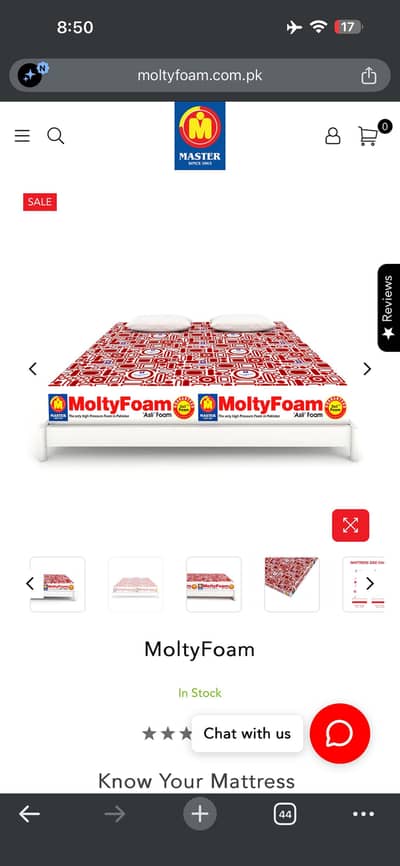 Master Molty Foam used for one month only, queen size 78x66inch