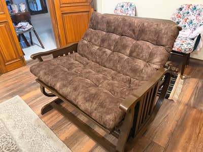 Pure shisham, rocking 2 seater recliner sofa.
