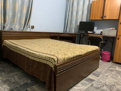 Storage wooden bed set with spring foam