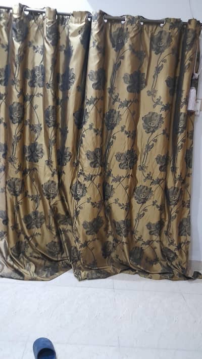 silk curtains with lining  black n gold mate