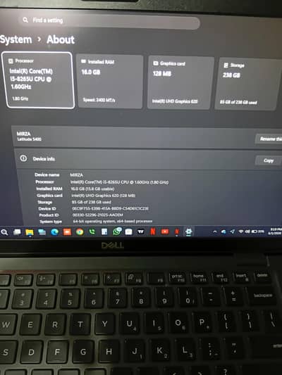 Dell Laptop Core i5 8th