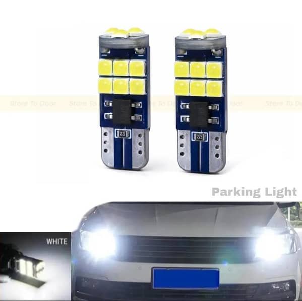 2x T10 LED Bulbs For Car Bike Parking Lights (White Color) 15 SMD 12V Universal