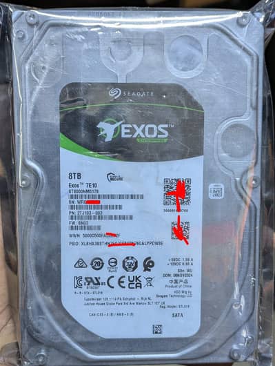 Seagate Exos 7E10 8TB SATA HDD -2 Months used 1- year personal waranty