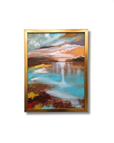 abstract textured landscape acrylic painting