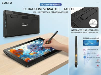 Bosto BT-16UHD 2024 4K Drawing Display Tablet - Pro-Level Precision