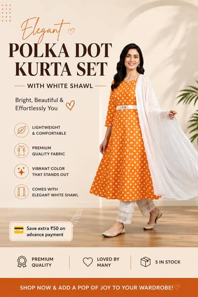 polka dot kurta set